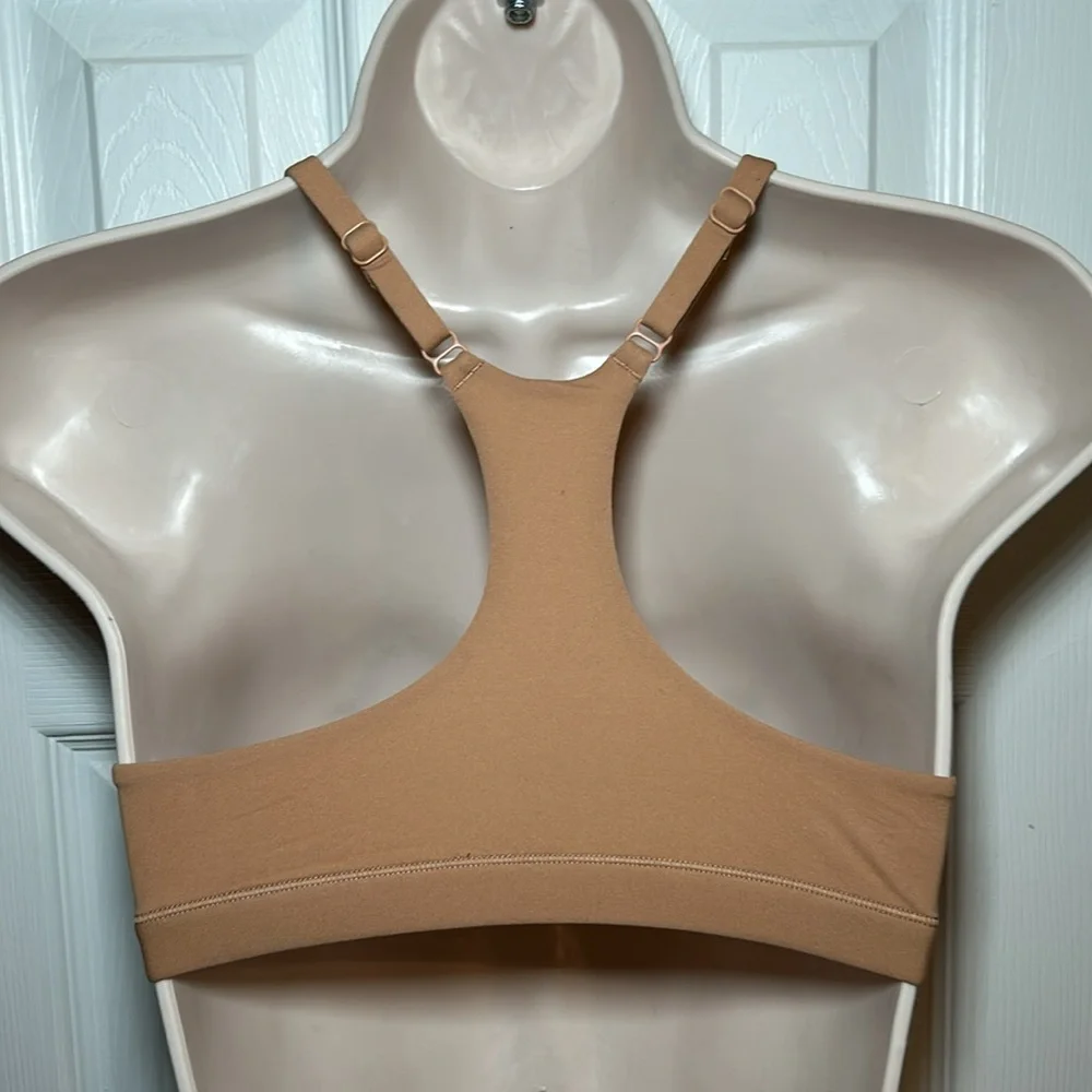 NWT SKIMS Fits Everybody Racerback Scoop Bralette in size small Ochre/Tan - Picture 7 of 8